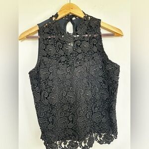 Black Lace Sleeveless Blouse